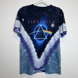 Vintage 2000s Pink Floyd Band AOP Graphics‎ Tie Dyed Tee Shirt Y2K Size SMALL
